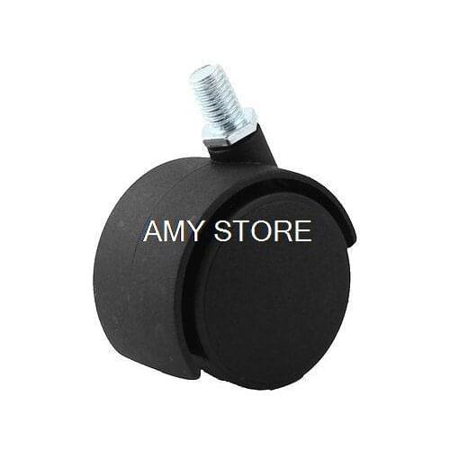 50mm Dia Dual Wheel Chair Cart Furniture Swivel Stem Caster Wheel Black