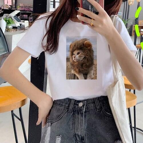 Cute Cats Print Summer Women Tshirt Funny Cartoon T Shirt Female Kawaii Anime Ullzang T-shirt 90s Fashion Korean Style Top Tee