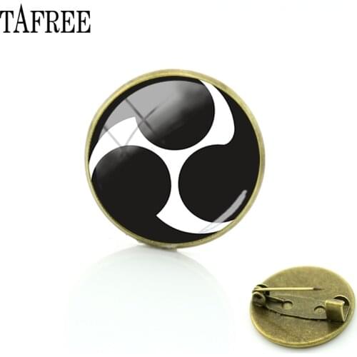TAFREE Japanese Family Totem Symbol Badge Glass Cabochon Brooch Clothes Decoration Brooches For Family Pins Jewelry JP54