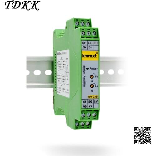 Precision weighing transmitter strain bridge measuring force, pressure, tension millivolt mV signal amplifier 0-20mA +-10V