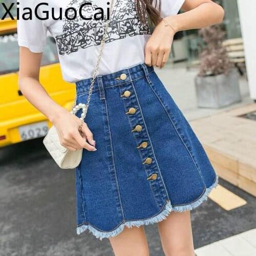Blue Summer Women Skirts New Wild High Waist Ladies Skirts Thin A Word Female Loose Denim Skirts