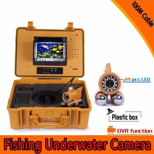 1 set) 100M cable 7 Inch TFT-LCD Color Display Underwater Fishing Camera with DVR Function Video System 24 light inside