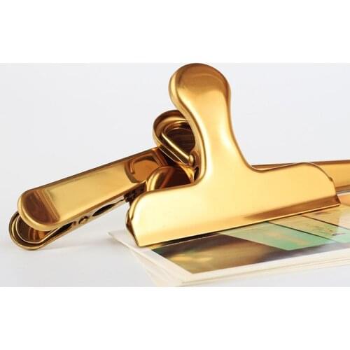1 pc Electroplated Stainless Steel Clips Bulldog Duckbill Clips Office Clamps Sewing Metal Beak Clips Sealed Port Folder