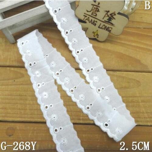10 Meters Per Lot 2.5cm in Womens Cothing diy Lace Trim Width White 100% Cotton Embroidered Lace Fabrics
