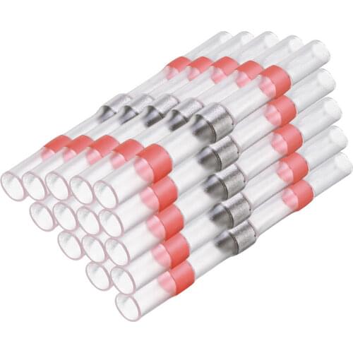 100/60/50/40/30/25/20/10/5X AWG 22-18 Insulated Soldering Seal Sleeve Heat Shrink Wire Connectors Butt Terminals Kit Assortment