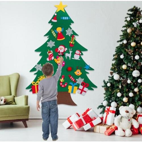 29PCS Ornaments DIY Felt Christmas Tree New Year Kids Gifts Artificial Tree Wall Hanging Ornaments Christmas Decor For Home