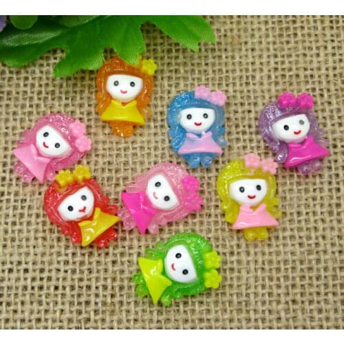 50Pcs Mixed Resin Girls Beads Decoration Crafts Flatback Cabochon Scrapbooking Fit Hair Clips Embellishments Diy