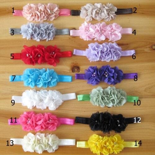 60 PCS/lot Chiffon Flower Headband with Rhinestone