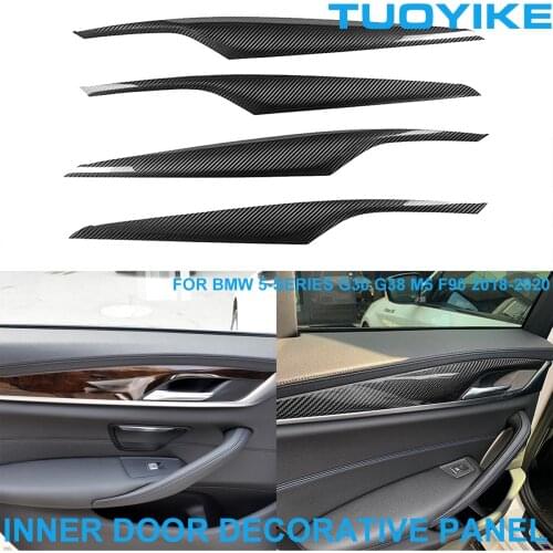 LHD RHD Car Styling Real Carbon Fiber Interior Inner Door Decorative Panel Cover Trim Sticker For BMW 5-Series G30 G38 2018-2020