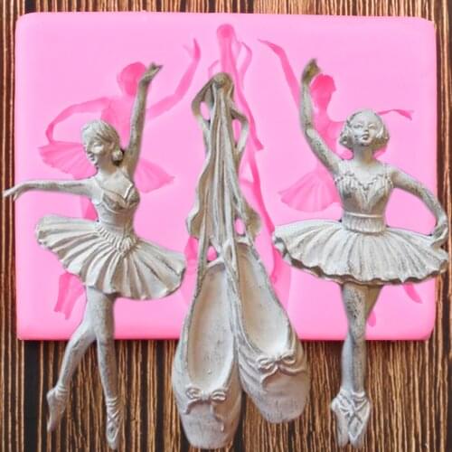 Ballet Dancer Silicone Molds Ballet Shoes Fondant Baby Birthday Cake Decorating Tools Candy Clay Chocolate Gumpaste Moulds