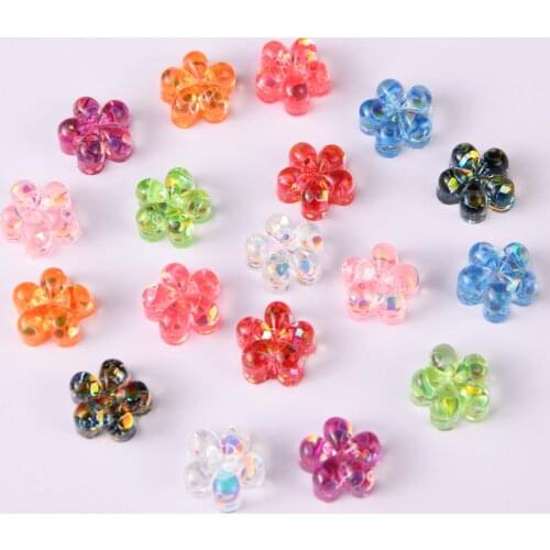 BOLIAO 20Pcs 12*12mm Flower Shape Resin Contains Glitter Transparent Flat Back Earring Accessories Decoration R267