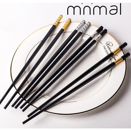 10 Pair Chinese style chopsticks tableware food stick alloy Catering utensils sushi sticks Non-slip Household Kitchen Utensils