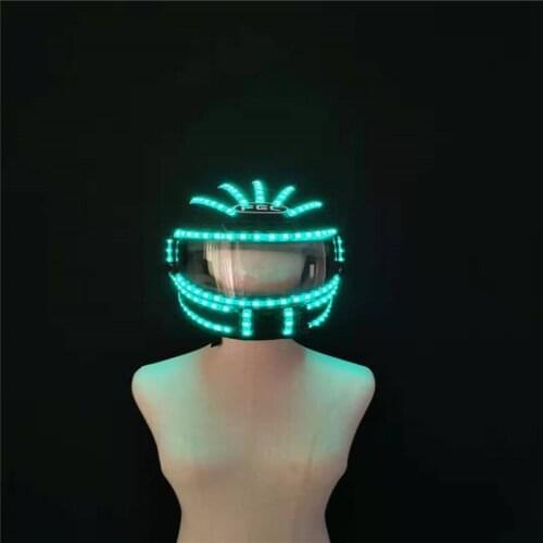 E80 Party wears robot men armor helmet stage dance led light costumes RGB colorful headwear luminous dj wears glowing props club
