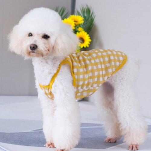 A Soft Summer Pet Shirt Fashion Plaid Dog Vest Clothes For Small Dogs Chihuahua Pomeranian Puppy Shirts T shirt Cat Vests Dog