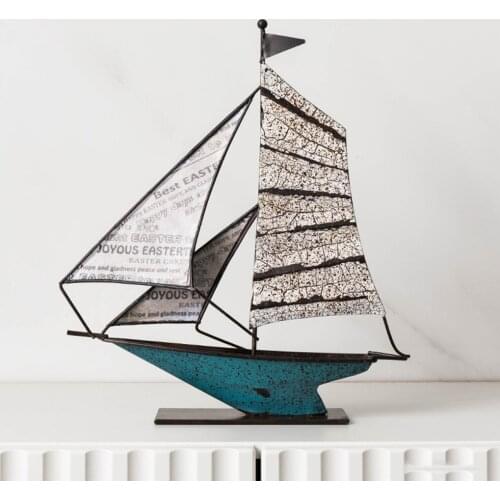 Exquisite Antique Retro Miniature Nautical Sailing Boat Handmade Sailboat Model Shelf Decor Photo Props Home Accents