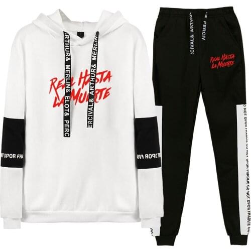 Anuel AA Real Hasta La Muerte Hoodies 2 Piece Set Streetwear Sport style Men/Women Hoodies+Sweatpants Sets Anuel AA Sweatshirt