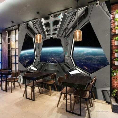 Custom Spaceship Space Capsule Photo Wallpapers Restaurant Cafe Bar KTV Industrial Decor Mural Wall Paper 3D Papel De Parede 3d