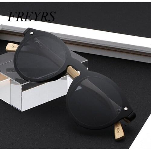 Retro Round Bamboo Sunglasses Men Women Brand Designer Sport Goggles Wood Blue Mirror Sun Glasses Shades lunette oculos 5454