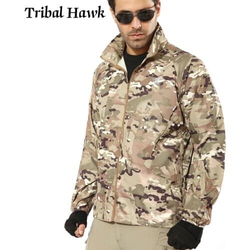 Summer Tactical Camouflage Jacket Men Waterproof Thin Hood Raincoat Windbreaker Military Navy Seal Lightweight Skin Jacket S-4XL