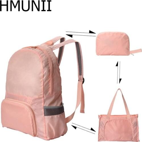 HMUNII Hot Fashion Brand Foldable dual-use backpack Waterproof Backpack Folding Bag Portable Men Women Backpack for Travel
