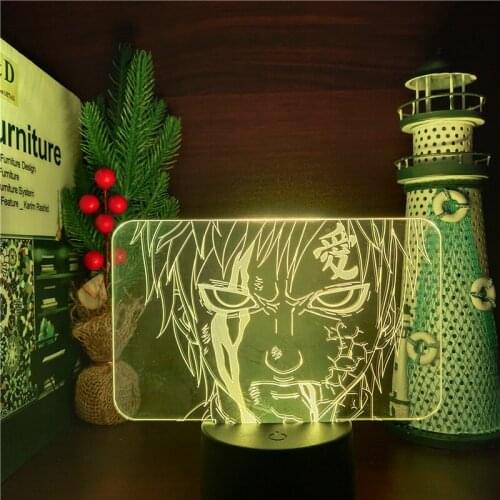 Naruto Gaara 3D Night Light Anime Figure LED Lamp Home Decoration Lighting Bedside Decor Lampara Home Decor Creative Kids Lights