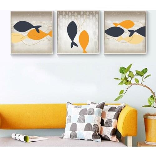 Nordic Simple Abstract Fish Canvas Print Posters and Prints Wall Art Painting Decorative Picture for Living Room Minimalis