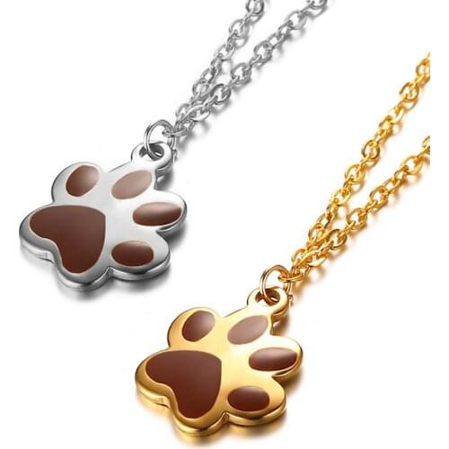 New Cute Cat Dogs Paw Pendant Necklace Animals Souvenir Cats Claw Silver Gold Pendant Necklace For Women Gift Necklaces