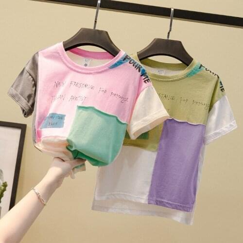 Baby Clothes Kids Boys and Girls Fashion Cotton T Shirt Childrens Short Sleeves Patch Design Tee Shirts Girls Top Tees Boys Top