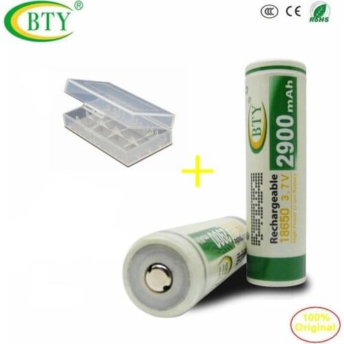 2 PCS BTY 100% Original 3.7V INR 18650 29E 2900 mAh Rechargeable Battery 18650 Battery With battery holder box