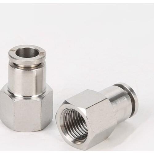 1/8" 1/4" 3/8" 1/2" BSP Female Thread 304 Stainless Steel Pneumatic Fitting Push In Quick Connector Fit Tube 4/6/8/10/12/14/16mm