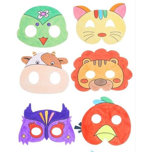 Halloween Blank Mask Animal Cartoon Children Coloring Painting Kindergarten Paper Graffiti Handmade Diy Art Material Package