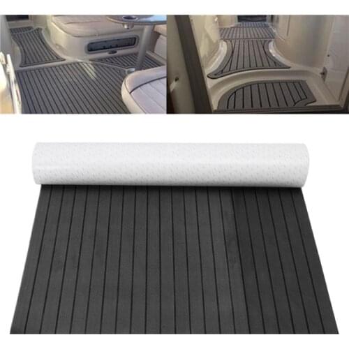 Self-Adhesive EVA Foam Decking Sheet Faux Teak Synthetic Boat Marine 2400mm Flooring Sheets Anti-Skid Brown Gray Black Striped