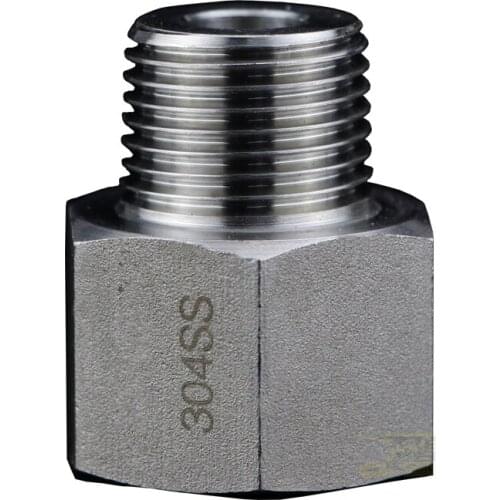 3/8" Male to 1/2" Female BSP Thread Hex Nipple Equal Pipe Fitting 304 Stainless Steel Reducer Connector
