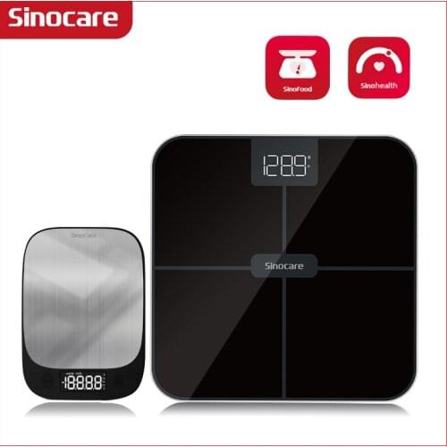 Sinocare Bluetooth Body Fat Scale&Kitchen scales ,0.1kg accuracy with 3 stone / kg / lb,Square ,LED Display,APP