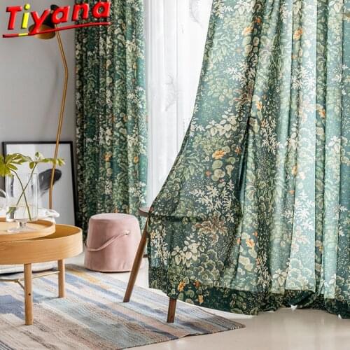Modern Green Leaves Semi-Blackout Curtains for Living Room Forest Cloth Window Drapes for Bedroom Balcony HM743 *VT