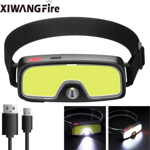 New COB LED Headlamp Portable Mini Headlight Built-in Battery Flash Light USB Rechargeable Torch Lantern Camping Lamp Flashlight