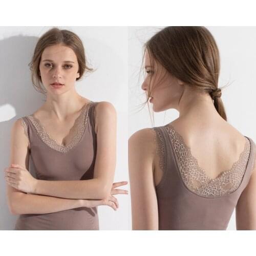 Comfortable Womens Thermal Underwear Hot Sale Plus velvet thickening to keep warm Slim Bottoming Shirt Tops vest 4 color