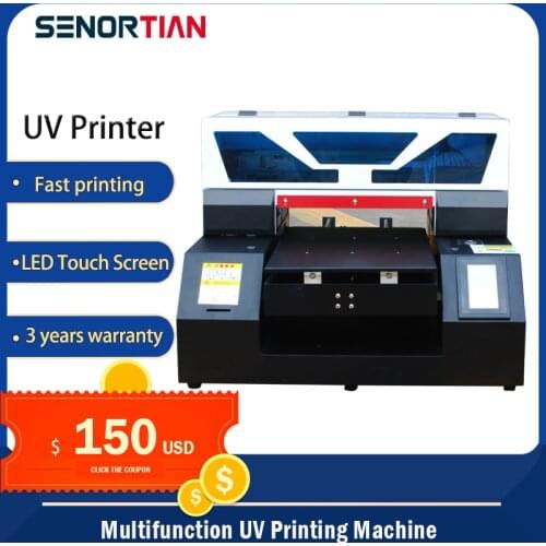 SENORTIAN UV Printer A3 Flatbed LED Multifunction Printing Machine Cylinder Textile T Shirt Printer A4 Epson R1390 With Ink set