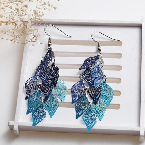 Bohemian Spray Paint Color Leaf Earrings Seven Color Multicolor Leaves Unusual Earrings Women Jewelry Gift Boho Earring Jewelry