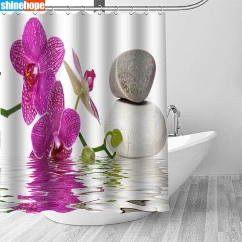 150x180CM Nordic Pictures Polyester Waterproof Stone and Flower Shower Curtains High Quality Bath Curtain In The Bathroom