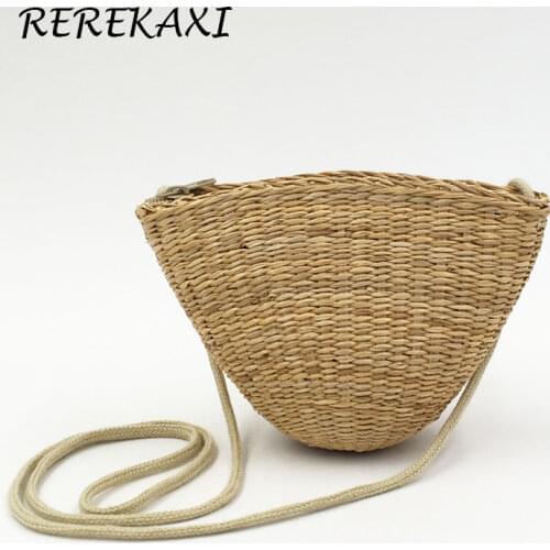 Rattan Woven Mini Womens Shoulder Bag Handmade Straw Bag Bohemian Summer Beach Bag Girls Crossbody Bags Female Messenger Bag