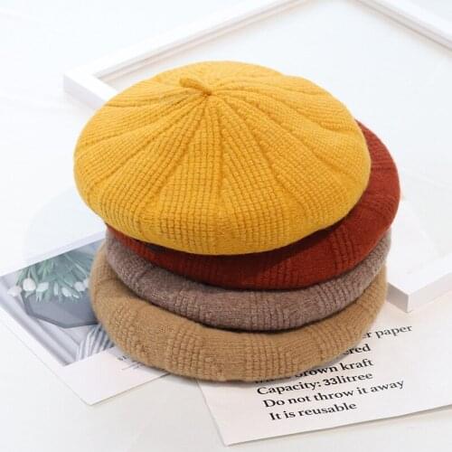 2020 Winter 13 Solid Colors Women Berets Winter Wool Hats Thick Warm Knitted Beret Hat ZZ-405