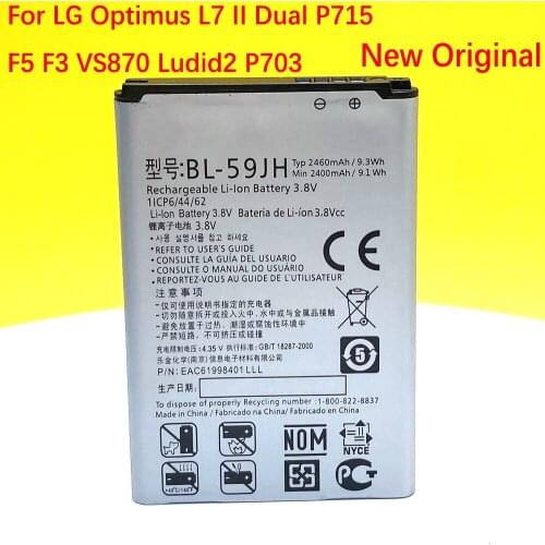 100% NEW Original BL-59JH Battery For LG Optimus L7 II Dual P715 F5 F3 VS870 Ludid2 P703 High Quality +Tracking Number