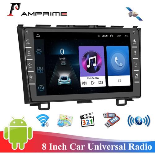AMPrime Android 8 Inch Car GPS Universal Radio Support Wifi Mirror link Bluetooth USB Rear View Camera For 2008-2011 Honda CRV