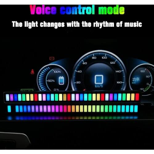 Car Sound Control Light RGB Voice-Activated Music Rhythm Ambient Light with 32 LED 18 Colors Car Home Decoration Lamp