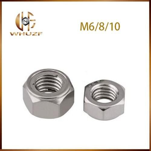 Free shipping 20pcs M6 M8 M10 Stainless Steel Lock Nut Self Locking Hex Nuts Insert Jam Stop Nut