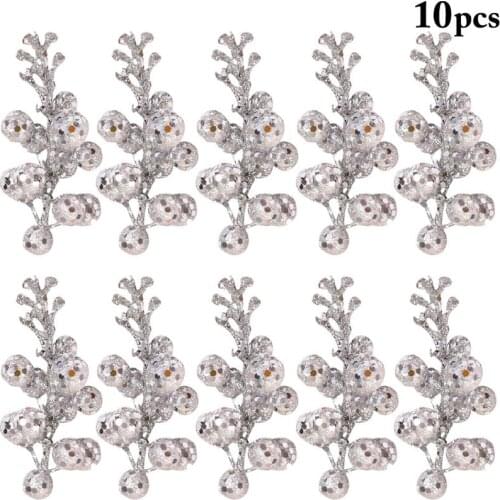 10PCS Christmas Berry Artificial Decorative Foam Berry DIY Wreath Accessories DIY Simulation Fruit Bunch Christmas Tree Decor