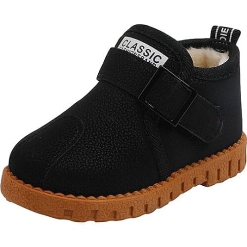 Children Plush Warm Shoes For PU Leather Girls Boys Kids Martin Boots Autumn Winter New Toddler Baby Outdoor Walking Short Boots