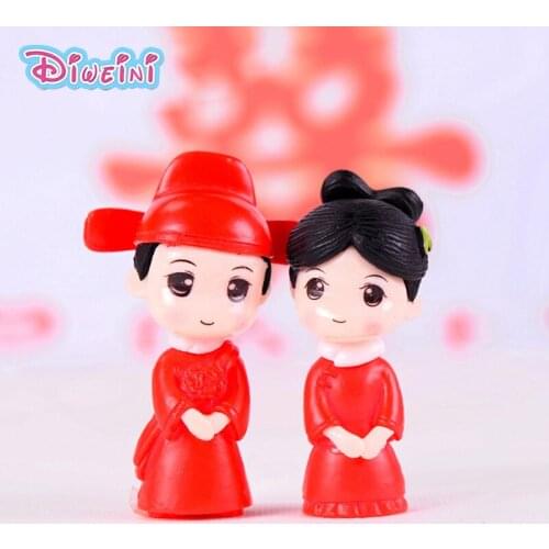 Chinese Red Lover Model Boy Girl Figurines Wedding Doll Miniatures Couple home Garden Decoration Girl toy DIY accessories gift