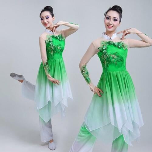 Chinese style Hanfu classical dance costume adult female elegant jasmine national dance Yangge costume suit